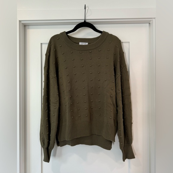 Darling Olive Green Dot Textured Sweater - Picture 1 of 5